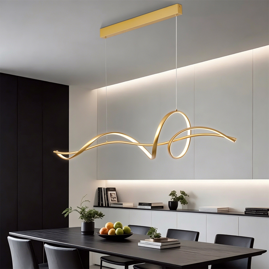 Brilagi - dimmbare LED-Pendelleuchte mit Seilaufhängung SIGNATURE LED/55W/230V 3000-6000K 120x23 cm gold + Fernbedienung