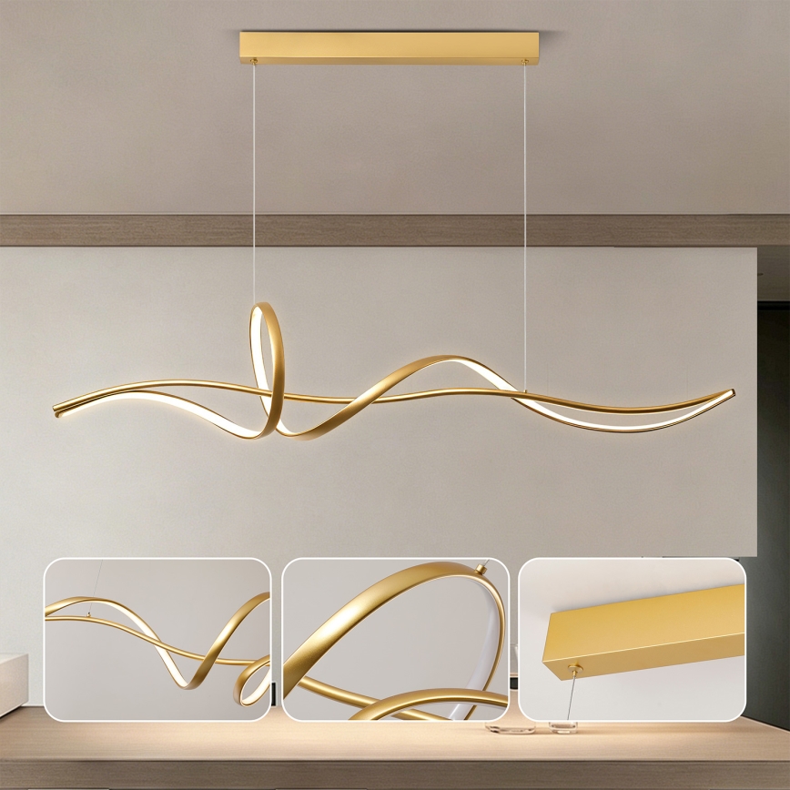 Brilagi - dimmbare LED-Pendelleuchte mit Seilaufhängung SIGNATURE LED/55W/230V 3000-6000K 120x23 cm gold + Fernbedienung