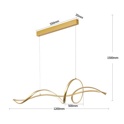 Brilagi - dimmbare LED-Pendelleuchte mit Seilaufhängung SIGNATURE LED/55W/230V 3000-6000K 120x23 cm gold + Fernbedienung