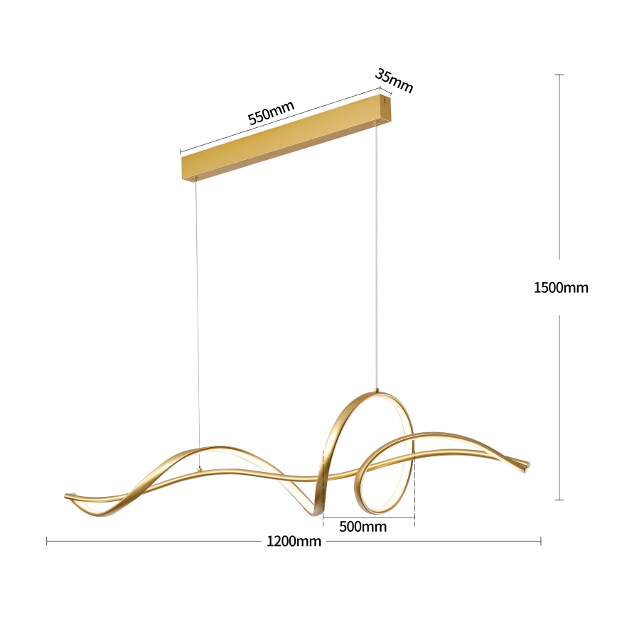 Brilagi - dimmbare LED-Pendelleuchte mit Seilaufhängung SIGNATURE LED/55W/230V 3000-6000K 120x23 cm gold + Fernbedienung