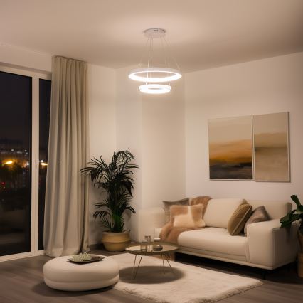Brilagi - LED-dimmbare Pendelleuchte an Stahlseil FALCON SLIM LED/68W/230V 3000-6500K Ø 50 cm weiß + Fernbedienung