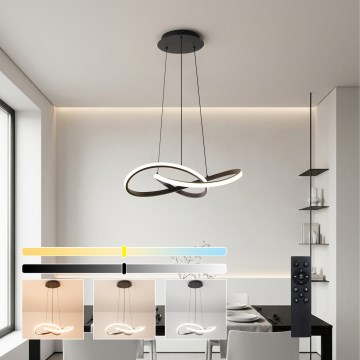Brilagi - LED-dimmbare Pendelleuchte an Stahlseil INFINITY LED/55W/230V 3000–6000K 50×50 cm schwarz + Fernbedienung