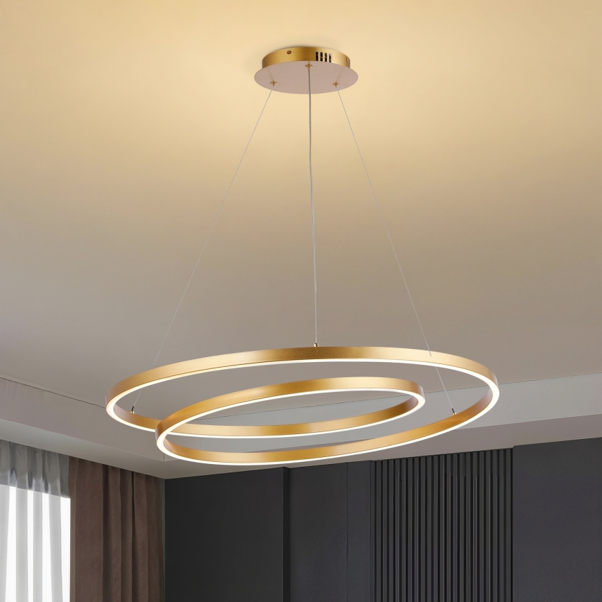 Brilagi - Dimmbare LED-Pendelleuchte an Kabel TWISTER LED/105W/230V 3000-6000K Ø 100 cm goldfarben + Fernbedienung