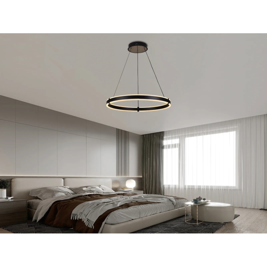 Brilagi - LED-dimmbare Pendelleuchte an Kabel CIRCLE LED/85W/230V 3000-6500K Ø 60 cm schwarz/gold + Fernbedienung