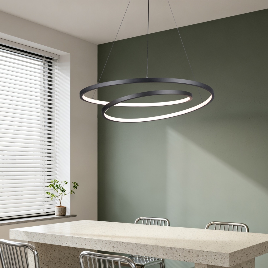 Brilagi - Dimmbare LED-Pendelleuchte an Seil TWISTER LED/75W/230V 3000-6000K Ø 70 cm schwarz + Fernbedienung