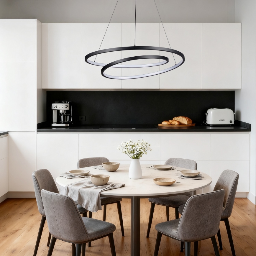 Brilagi - Dimmbare LED-Pendelleuchte an Seil TWISTER LED/75W/230V 3000-6000K Ø 70 cm schwarz + Fernbedienung