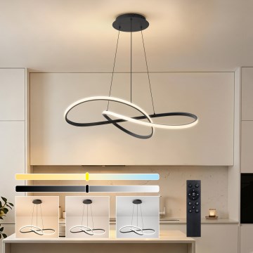Brilagi - LED-dimmbare Pendelleuchte mit Kabelaufhängung INFINITY LED/80W/230V 3000-6000K 80x80 cm schwarz + Fernbedienung