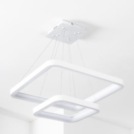 Brilagi - Dimmbare LED-Hängeleuchte mit Seilabhängung FALCON SLIM LED/78W/230V 3000-6500K 50x50 cm weiß + Fernbedienung