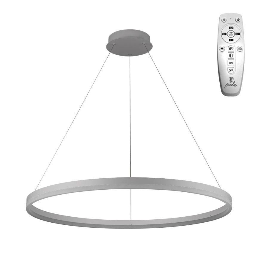 Brilagi - dimmbare LED-Seilpendelleuchte CIRCLE LED/55W/230V 3000–6500K Ø 80 cm silber + Fernbedienung