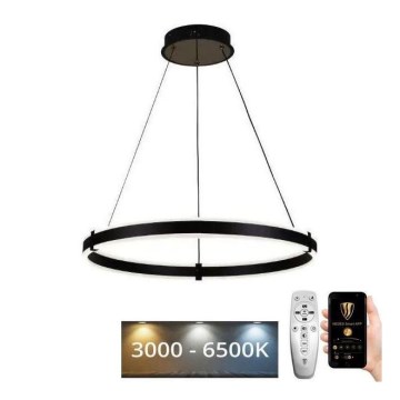 Brilagi - LED-dimmbare Pendelleuchte mit Seilaufhängung CIRCLE LED/85W/230V 3000-6500K Ø 60 cm schwarz + Fernbedienung