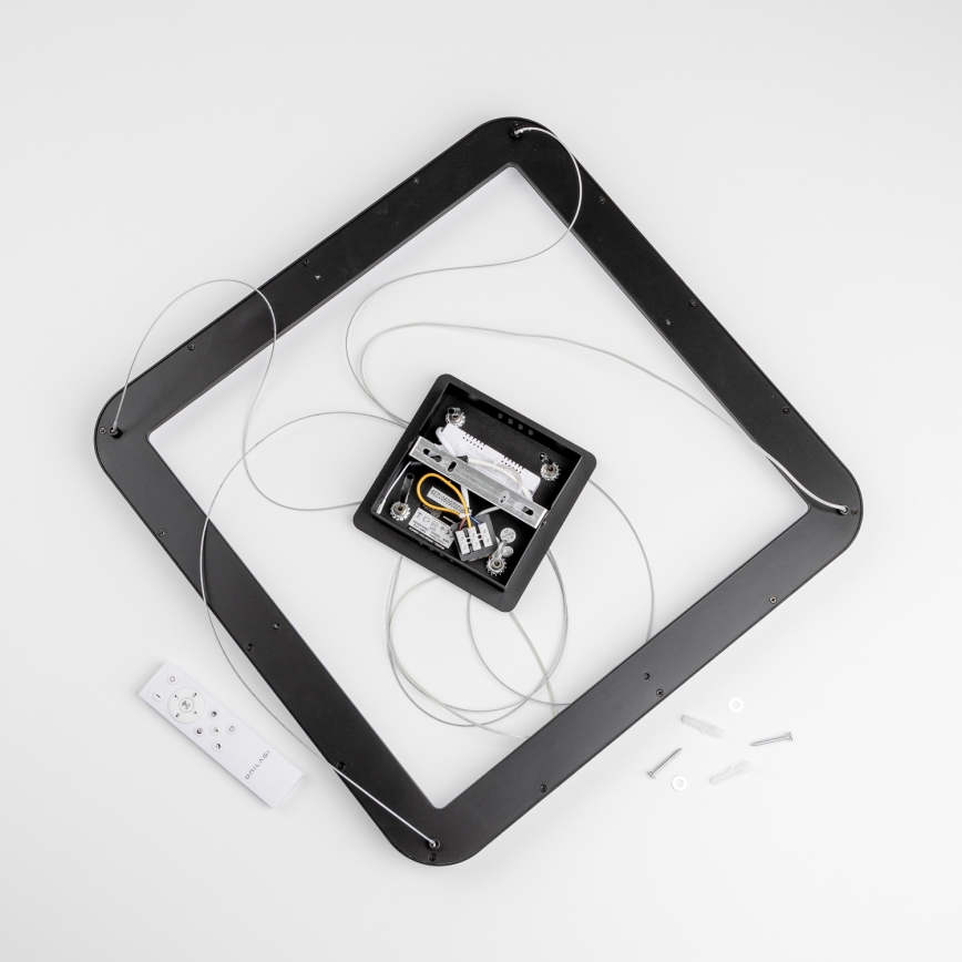 Brilagi - LED-dimmbare Pendelleuchte mit Stahlseilaufhängung FALCON SLIM LED/50W/230V 3000-6500K 50x50 cm schwarz + Fernbedienung