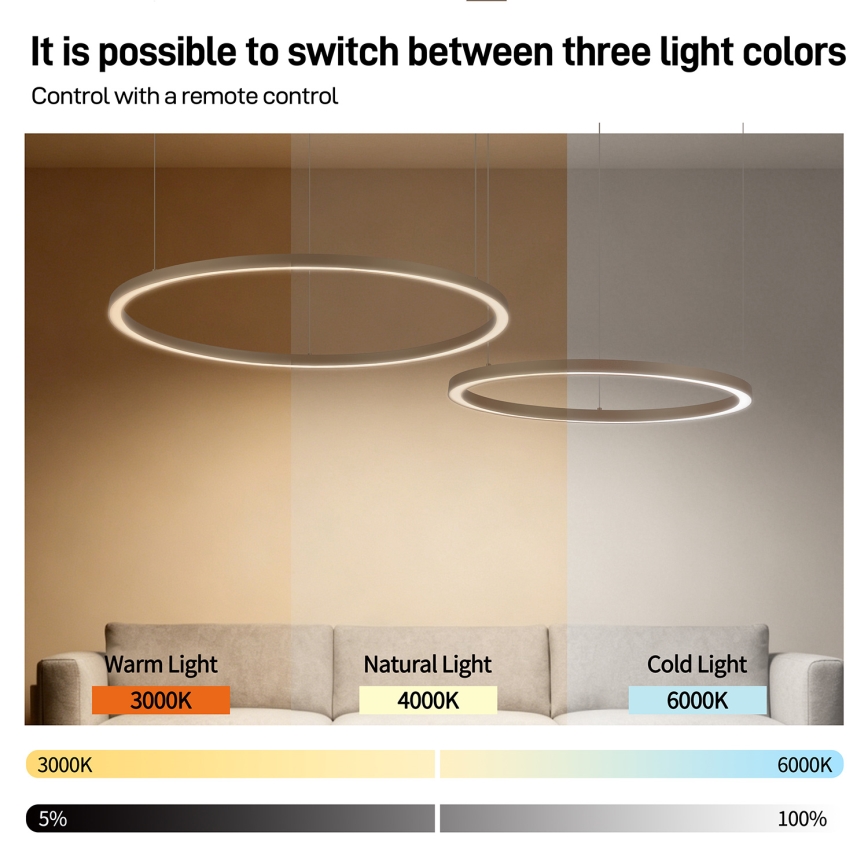 Brilagi - LED-dimmbarer Pendelleuchter PORTOFINO LED/98W/230V 3000–6000K beige + Fernbedienung