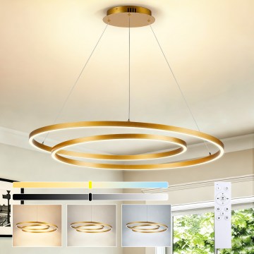 BRILAGI - LED-dimmbare Pendelleuchte TWISTER LED/105W/230V 3000-6000K Ø 100 cm gold + Fernbedienung