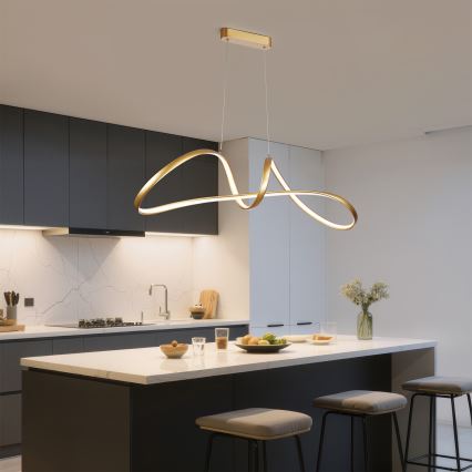 Brilagi - LED dimmbare Pendelleuchte an Kabel TWISTER LED/60W/230V 3000-6000K goldfarben + Fernbedienung