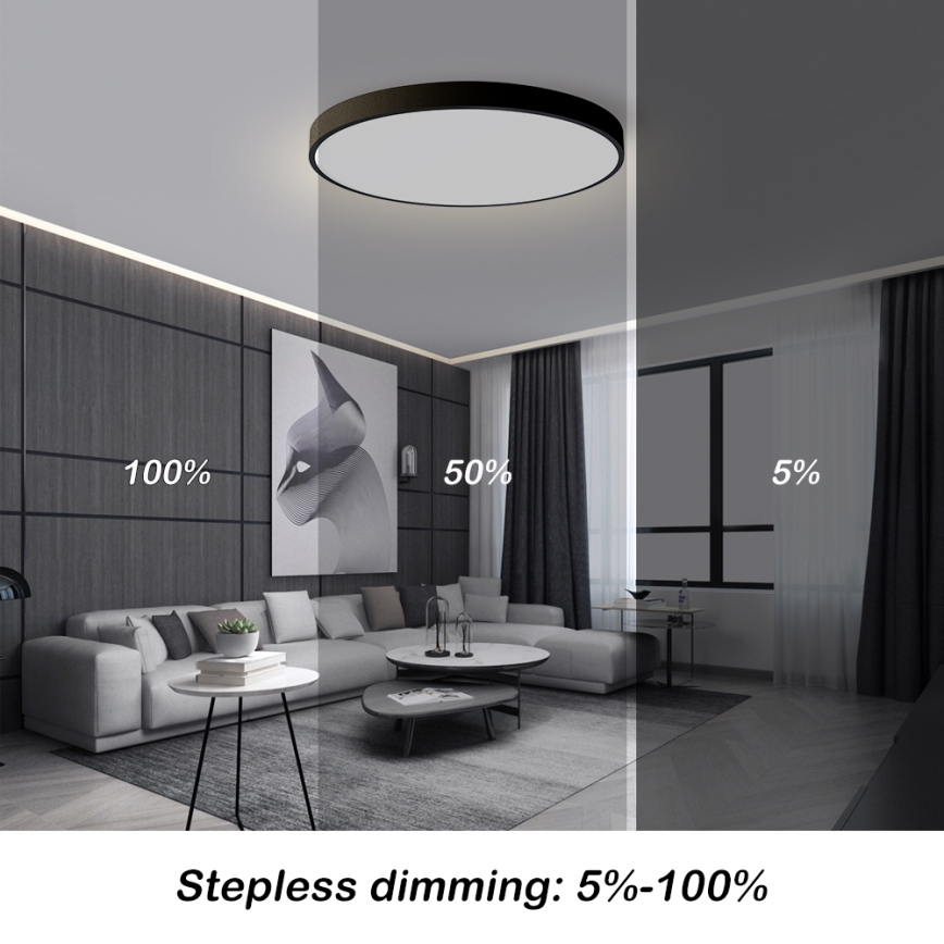 Brilagi - dimmbare LED-Deckenleuchte POOL SMART LED/100W/230V 3000-6000K Ø 80 cm Wi-Fi Tuya schwarz + Fernbedienung
