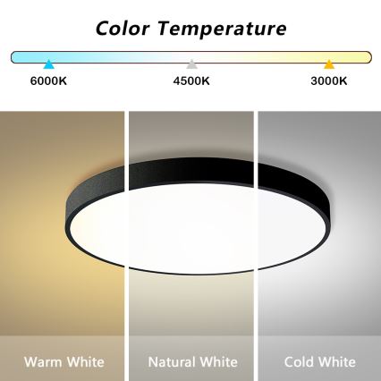 Brilagi - dimmbare LED-Deckenleuchte POOL SMART LED/100W/230V 3000-6000K Ø 80 cm Wi-Fi Tuya schwarz + Fernbedienung