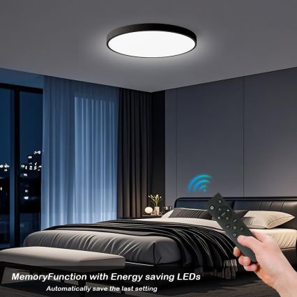 Brilagi - dimmbare LED-Deckenleuchte POOL SMART LED/100W/230V 3000-6000K Ø 80 cm Wi-Fi Tuya schwarz + Fernbedienung