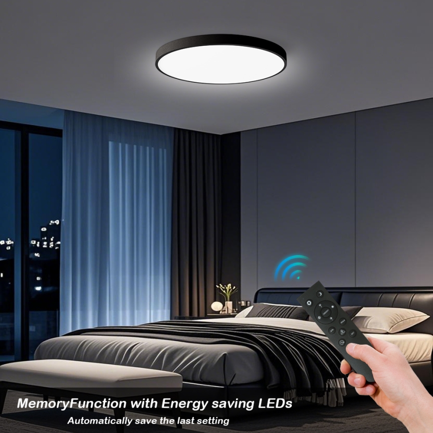 Brilagi - dimmbare LED-Deckenleuchte POOL SMART LED/100W/230V 3000-6000K Ø 80 cm Wi-Fi Tuya schwarz + Fernbedienung