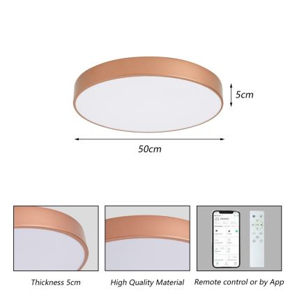 BRILAGI - Dimmbares LED-Deckenlicht POOL SMART LED/60W/230V 3000–6000K Ø 50 cm Wi-Fi Tuya bronzefarben + Fernbedienung
