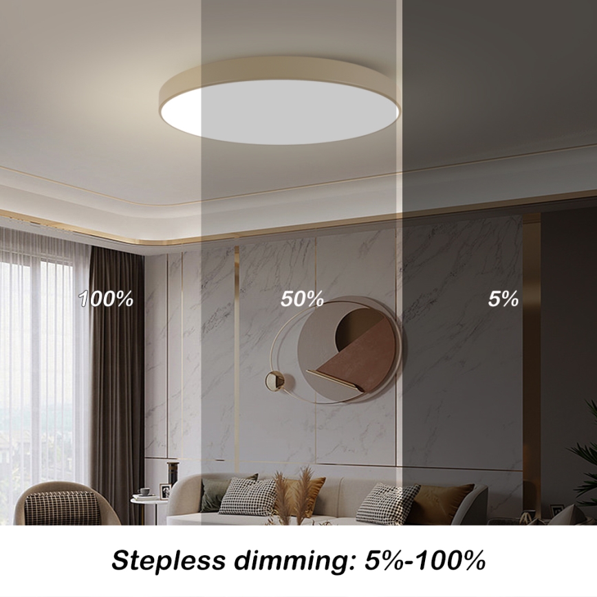 Brilagi - LED dimmbare Deckenleuchte POOL SMART LED/128W/230V 3000-6000K 100 cm beige Wi-Fi Tuya + Fernbedienung