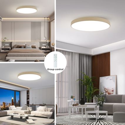 Brilagi - LED dimmbare Deckenleuchte POOL SMART LED/128W/230V 3000-6000K 100 cm beige Wi-Fi Tuya + Fernbedienung