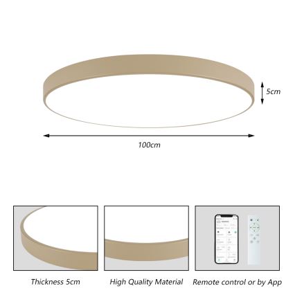 Brilagi - LED dimmbare Deckenleuchte POOL SMART LED/128W/230V 3000-6000K 100 cm beige Wi-Fi Tuya + Fernbedienung