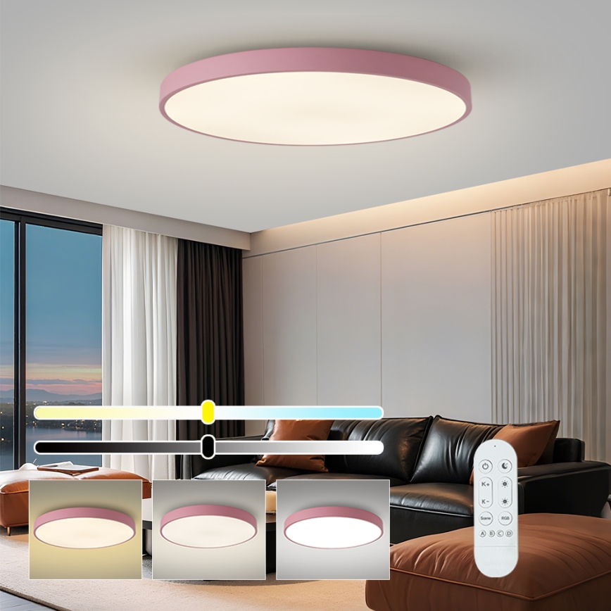 Brilagi - Dimmbare LED-Leuchte POOL SMART LED/128W/230V Ø 100 cm 3000-6000K Wi-Fi Tuya + Fernbedienung rosa