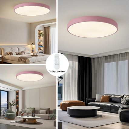 Brilagi - Dimmbare LED-Leuchte POOL SMART LED/128W/230V Ø 100 cm 3000-6000K Wi-Fi Tuya + Fernbedienung rosa