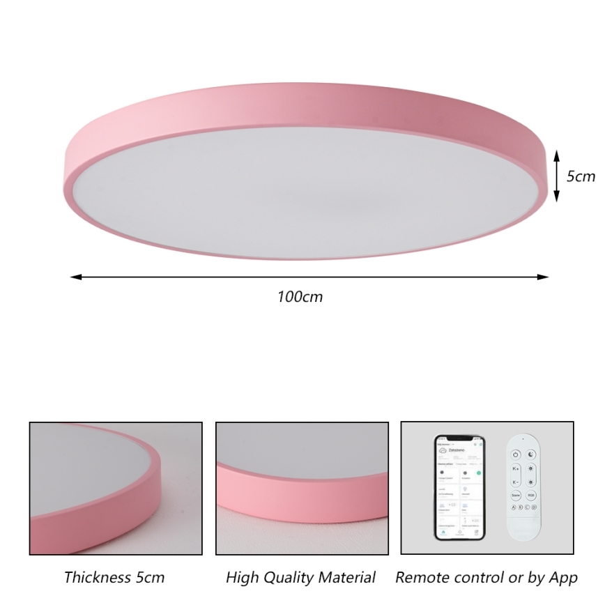 Brilagi - Dimmbare LED-Leuchte POOL SMART LED/128W/230V Ø 100 cm 3000-6000K Wi-Fi Tuya + Fernbedienung rosa