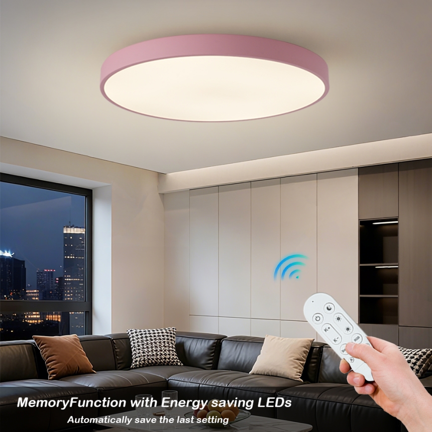 Brilagi - dimmbare LED-Leuchte POOL SMART LED/128W/230V Ø 100 cm Wi-Fi Tuya + Fernbedienung rosa