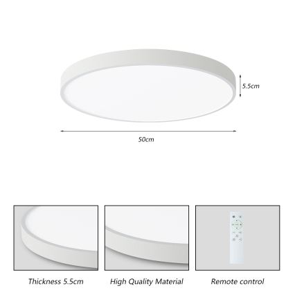 Brilagi - Dimmbare LED-Deckenleuchte POOL SMART LED/60W/230V 50 cm 3000-6000K Wi-Fi Tuya + Fernbedienung weiß