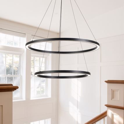 Brilagi - LED-dimmbare Pendelleuchte an Stahlseil PORTOFINO LED/98W/230V 3000-6000K Ø 80 cm schwarz + Fernbedienung
