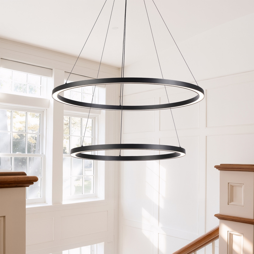 Brilagi - LED-dimmbare Pendelleuchte an Stahlseil PORTOFINO LED/98W/230V 3000-6000K Ø 80 cm schwarz + Fernbedienung