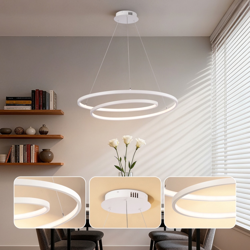 Brilagi - LED-dimmbare Pendelleuchte an Kabel TWISTER LED/75W/230V 3000-6000K Ø 70 cm weiß + Fernbedienung