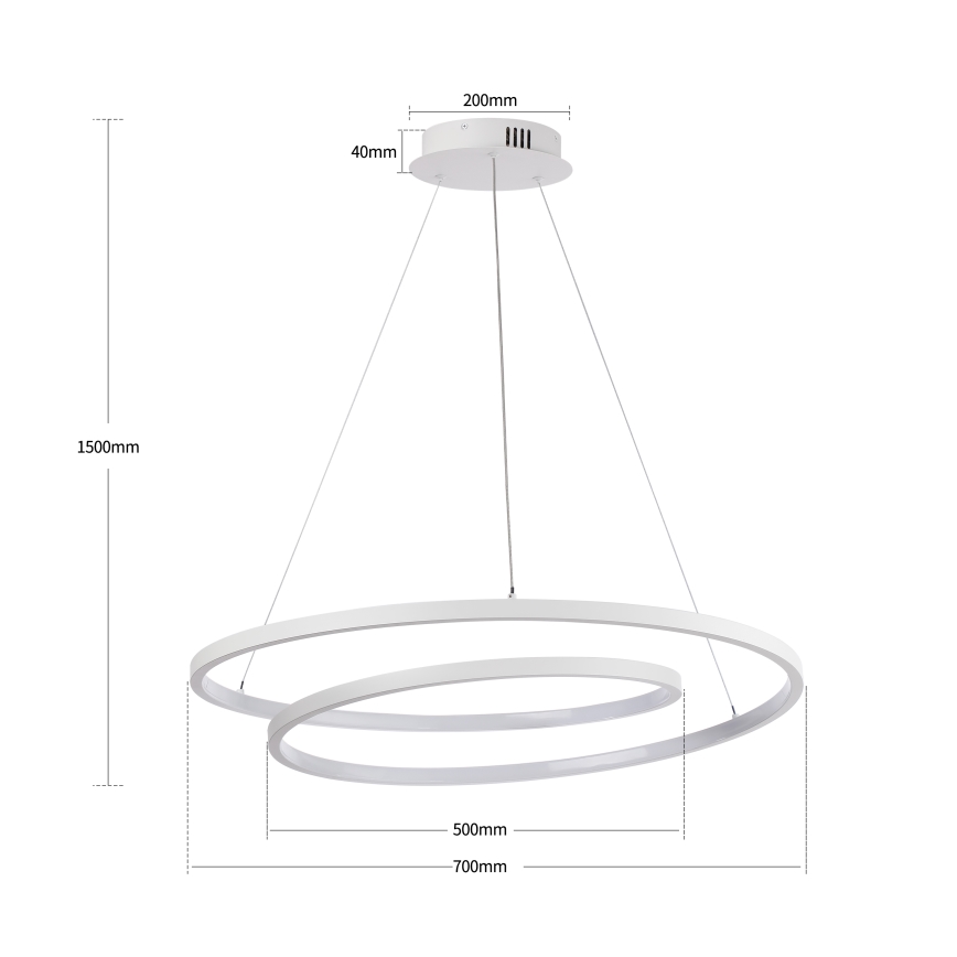 Brilagi - LED-dimmbare Pendelleuchte an Kabel TWISTER LED/75W/230V 3000-6000K Ø 70 cm weiß + Fernbedienung