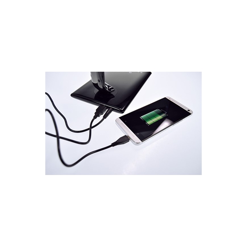 Brilagi - LED Dimmbare Tischlampe USB-Anschluss LED/12W/230V schwarz