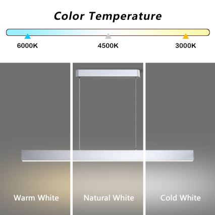 Brilagi - LED Dimmbarer Deckenleuchte mit Kabel SLEEKLINE SMART LED/40W/230V 3000-6000K Wi-Fi Tuya Silber + Fernbedienung