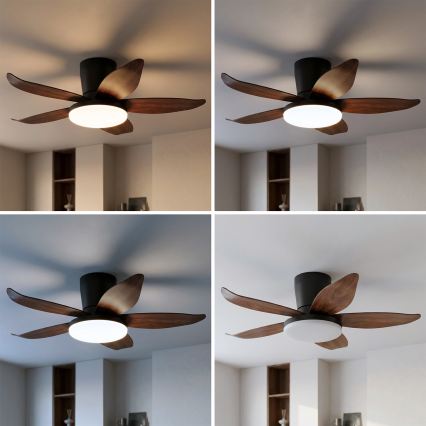 Brilagi - LED-dimmbarer Deckenventilator LED/32W/230V 3000-6500K Ø 95 cm schwarz/braun + Fernbedienung