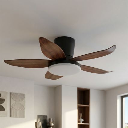 Brilagi - LED-dimmbarer Deckenventilator LED/32W/230V 3000-6500K Ø 95 cm schwarz/braun + Fernbedienung