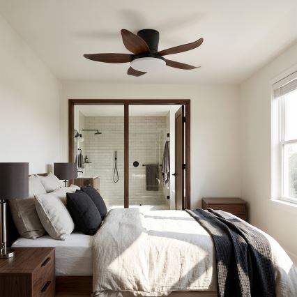 Brilagi - LED-dimmbarer Deckenventilator LED/32W/230V 3000-6500K Ø 95 cm schwarz/braun + Fernbedienung