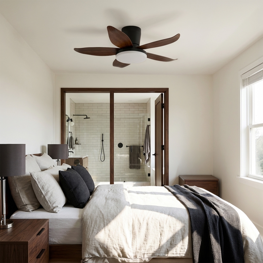 Brilagi - LED-dimmbarer Deckenventilator LED/32W/230V 3000-6500K Ø 95 cm schwarz/braun + Fernbedienung