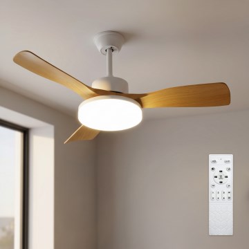 Brilagi - LED dimmbarer Deckenventilator LED/34W/230V 106 cm weiß/braun + Fernbedienung