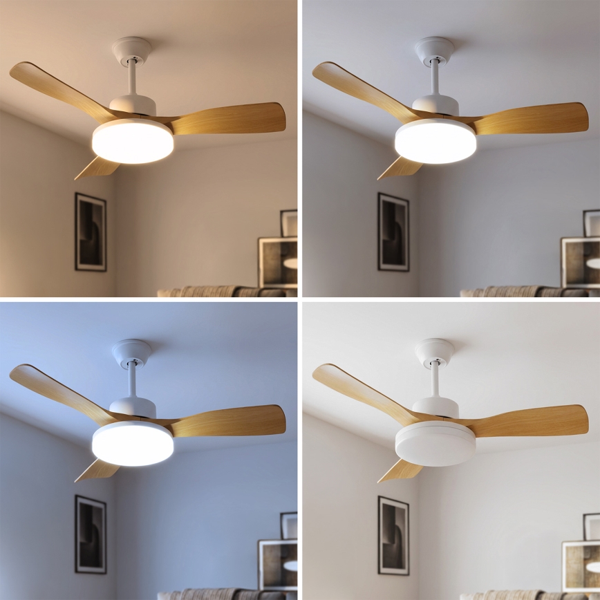 Brilagi - Dimmbarer LED-Deckenventilator LED/34W/230V 3000-6500K Ø 106 cm weiß/braun + Fernbedienung