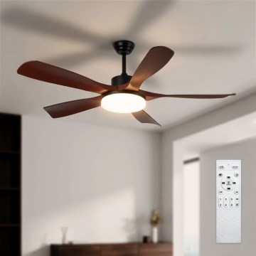 Brilagi - LED-dimmbarer Deckenventilator LED/34W/230V 3000-6500K Ø 132 cm schwarz/braun + Fernbedienung