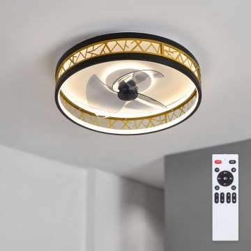 Brilagi - LED dimmbarer Deckenventilator LED/34W/230V 3000-6500K Ø 50 cm schwarz/gold + Fernbedienung