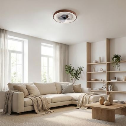 Brilagi - LED-dimmbarer Deckenventilator, LED/34W/230V, 3000-6500K, Ø 46 cm, braun, mit Fernbedienung