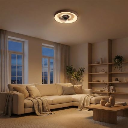 Brilagi - LED-dimmbarer Deckenventilator, LED/34W/230V, 3000-6500K, Ø 46 cm, braun, mit Fernbedienung