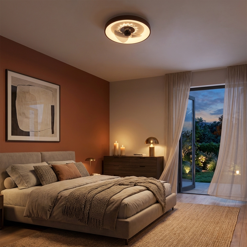 Brilagi - LED-dimmbarer Deckenventilator, LED/34W/230V, 3000-6500K, Ø 46 cm, braun, mit Fernbedienung