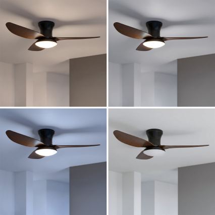 Brilagi - Dimmbarer LED-Deckenventilator LED/38W/230V 100 cm schwarz/braun + Fernbedienung