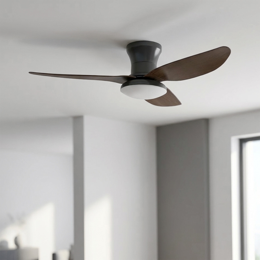 Brilagi - Dimmbarer LED-Deckenventilator LED/38W/230V 100 cm schwarz/braun + Fernbedienung